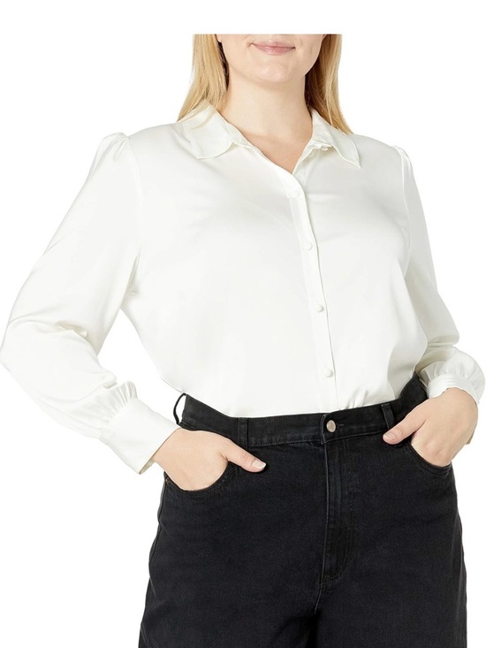 NWT lucyswhims x The Drop Ivory Button‑Up Blouse – Size L - Picture 3 of 14